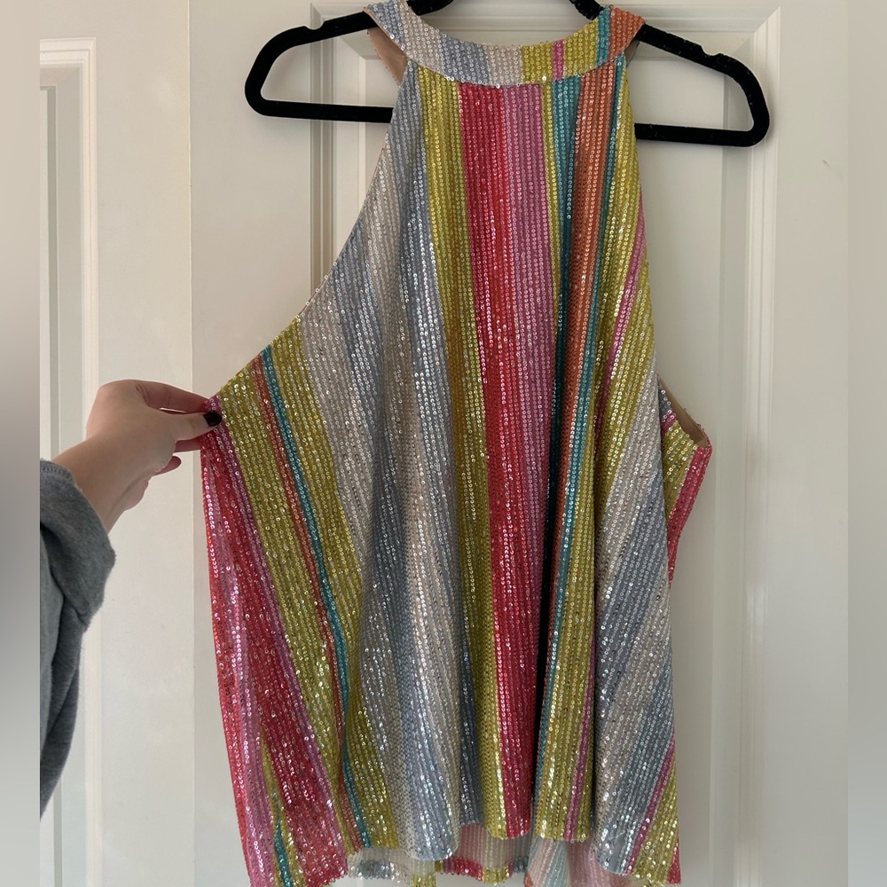 Boutique Rainbow Sequin Halter